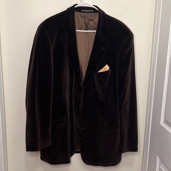 Hugo Boss Velvet Brown Lined Classic Blazer Size Large - Picture 1 of 11